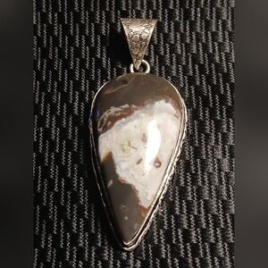 Natural Jasper Elegant Silver and Brown Jasper Pendant